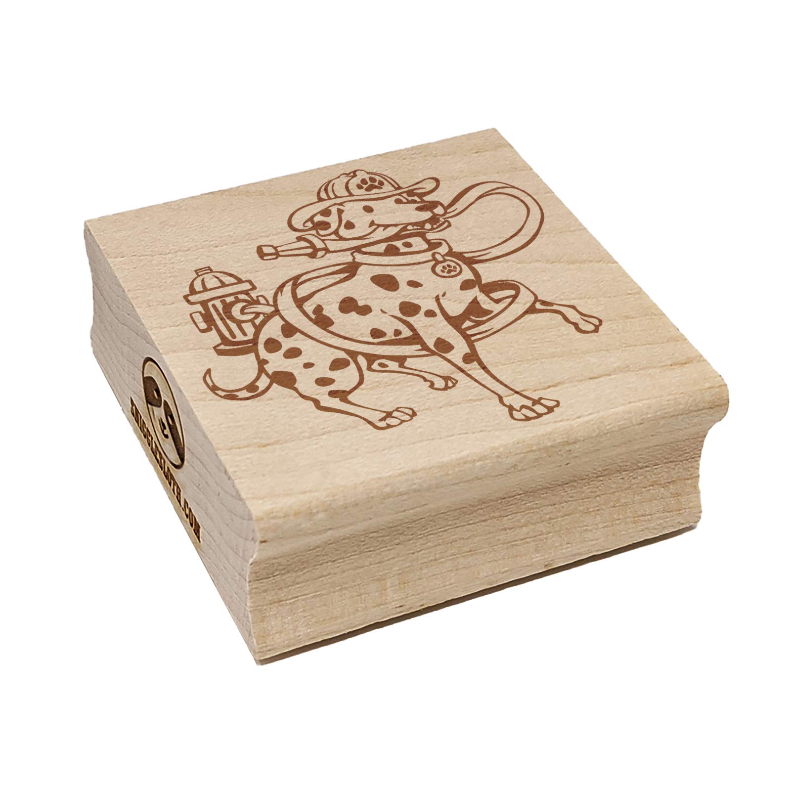 Dalmatian Firefighter Dog Square Rubber Stamp - 1.25 Inch Small Craft Stamp for Scrapbooking, Card Making & DIY Projects - Perfect for Fire Safety Education & Kids Crafts