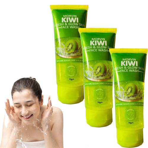 Morvin Kiwi Fresh & Glow Skin Face Wash - Pack of 3 | Gentle Cleanser for Brightening & Hydration | Perfect for Daily Skincare Routine & Travel