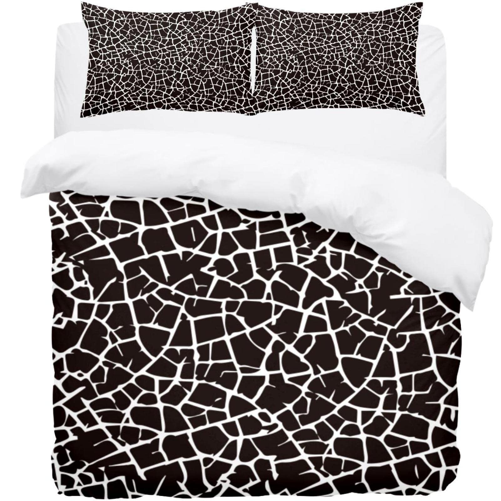 Premium Black Cracked Paint Bedspread Coverlet Comforter Set - 3 Piece Duvet Quilt with 2 Pillowcases, California King Size 106