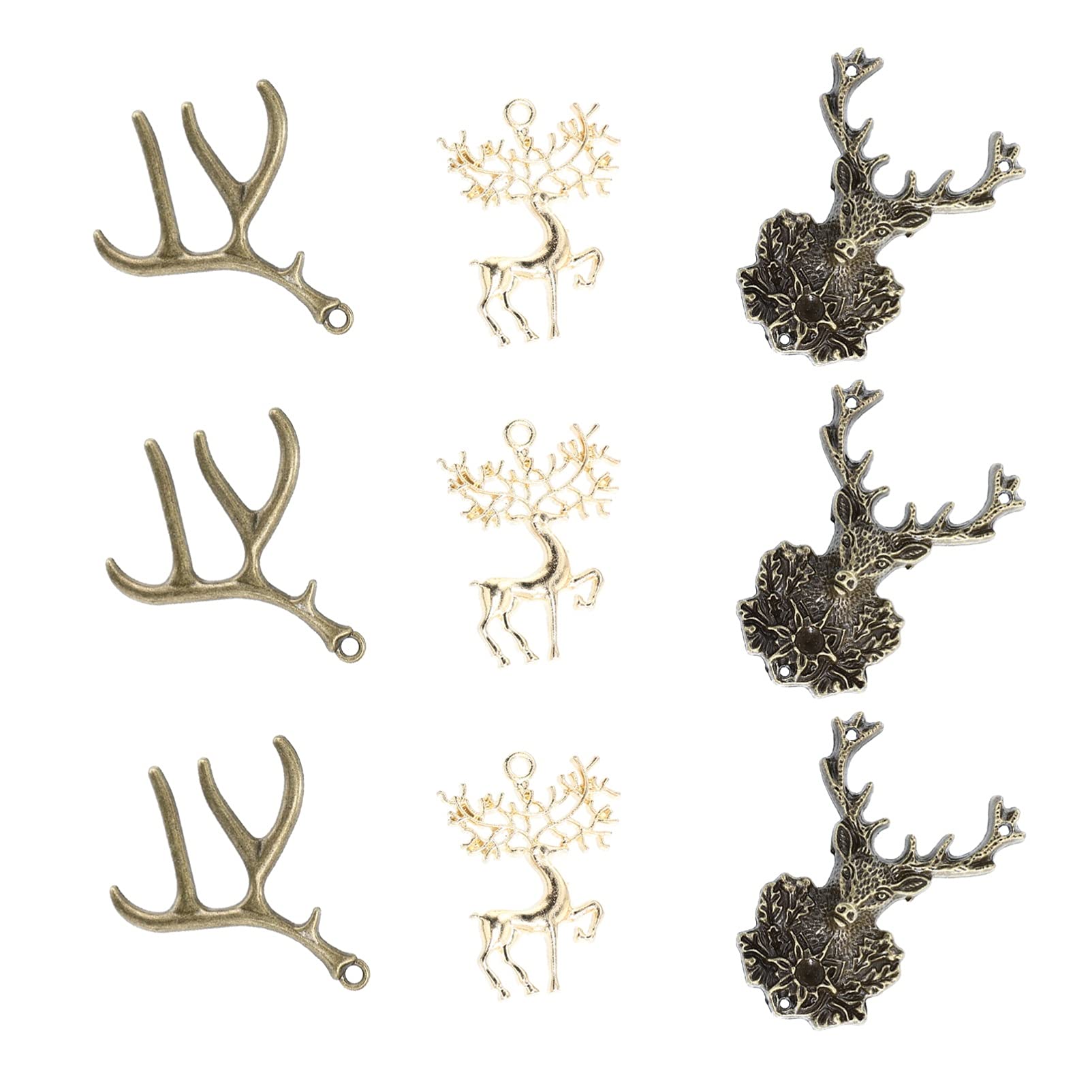 9PCS Antler Charms for Jewelry Making - Deer Head Pendant Charms, Alloy Craft Charms for DIY Necklace, Bracelet & Keychain - Perfect for Handmade Gifts & Boho Accessories