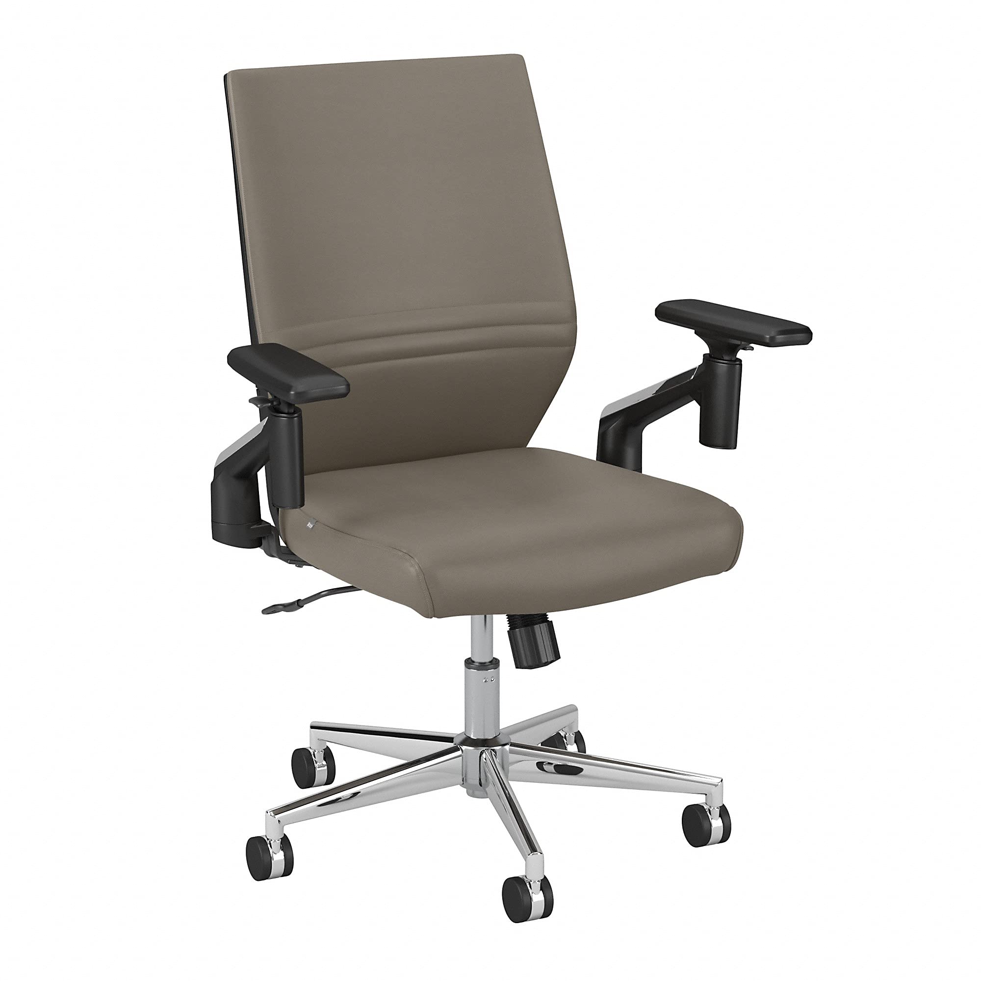 Bush Furniture Somerset Mid Back Leather Office Chair - Washed Gray - Ergonomic Desk Chair for Home & Office, Perfect for Long Work Hours & Gaming
