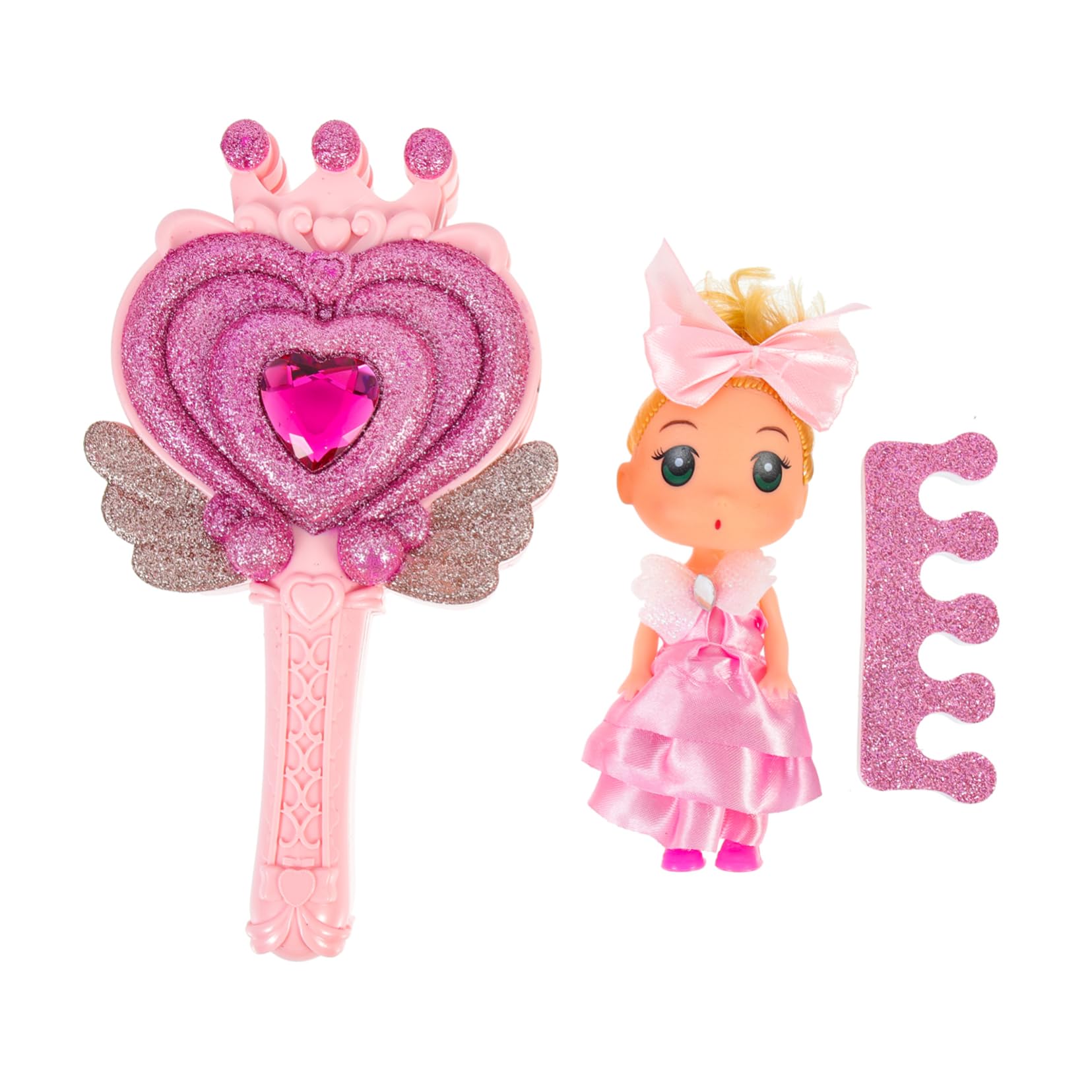 1 Set Washable Kids Makeup Kit - Princess Play Makeup Toy for Girls with Hair Styling Doll | Safe Plastic Cosmetic Playset | Perfect Gift for Birthday & Pretend Play | Pink Princess Theme