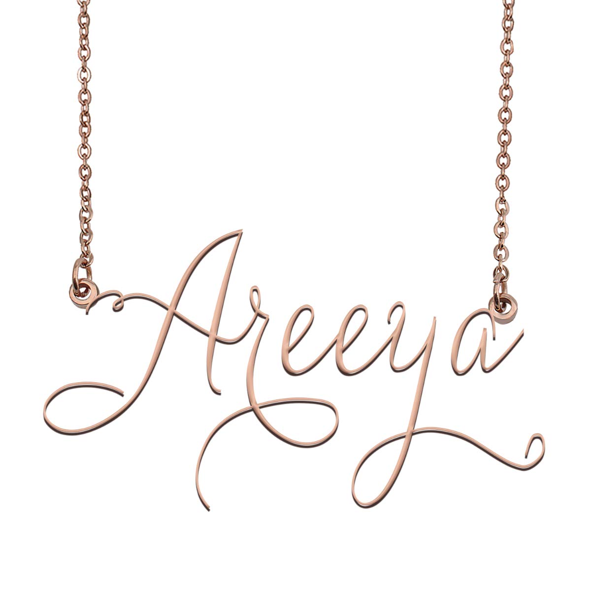 Personalized Rose Gold Name Necklace - Custom Name Plate Necklace with Engraved Name Tag - Perfect for Gifts, Anniversaries, and Everyday Jewelry