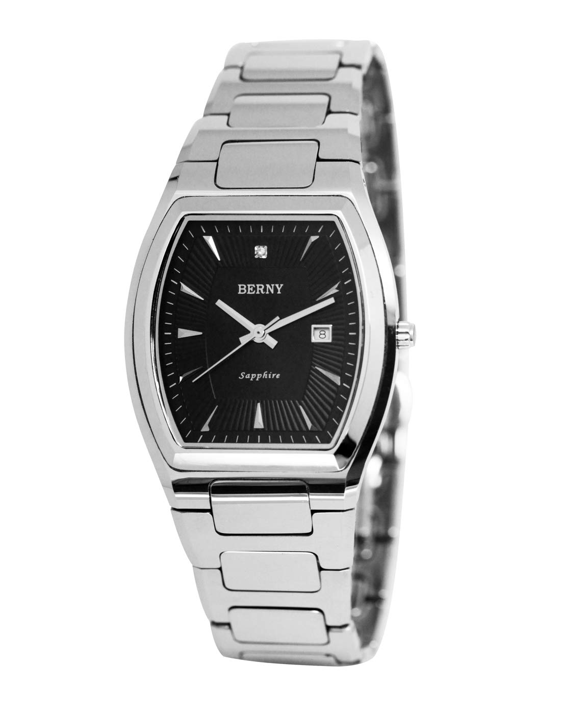 BERNY Lover Quartz Watch with Calendar - Tungsten Case & Band, Sapphire Glass - Elegant Minimalist Design for Men & Women - Perfect for Daily Wear, Office & Special Occasions