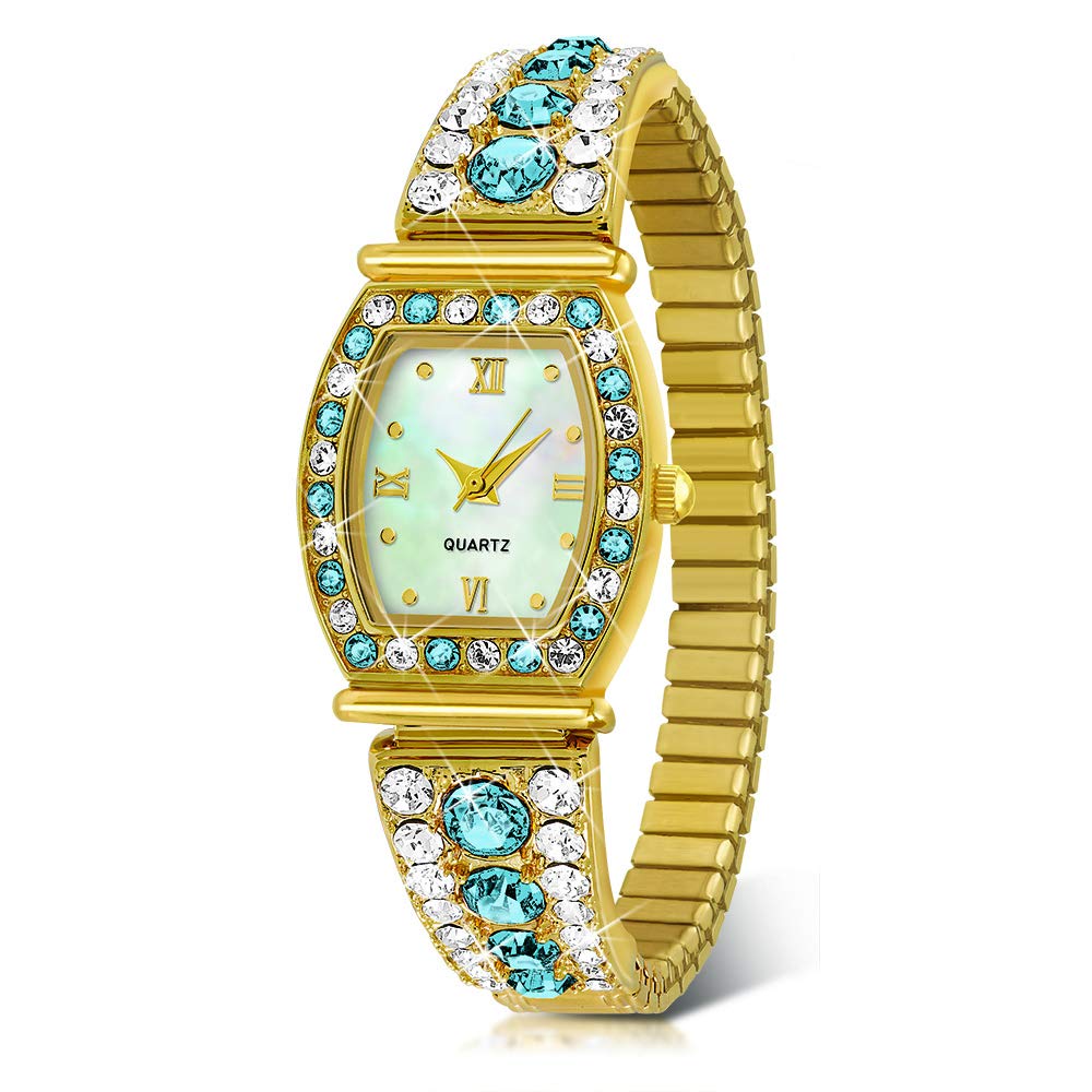 Danbury Mint Personalized Birthstone Stretch Watch - Elegant Birthstone Jewelry for Women | Perfect Birthday, Mother's Day & Anniversary Gift | Stylish Everyday Wear & Special Occasions #5597-003