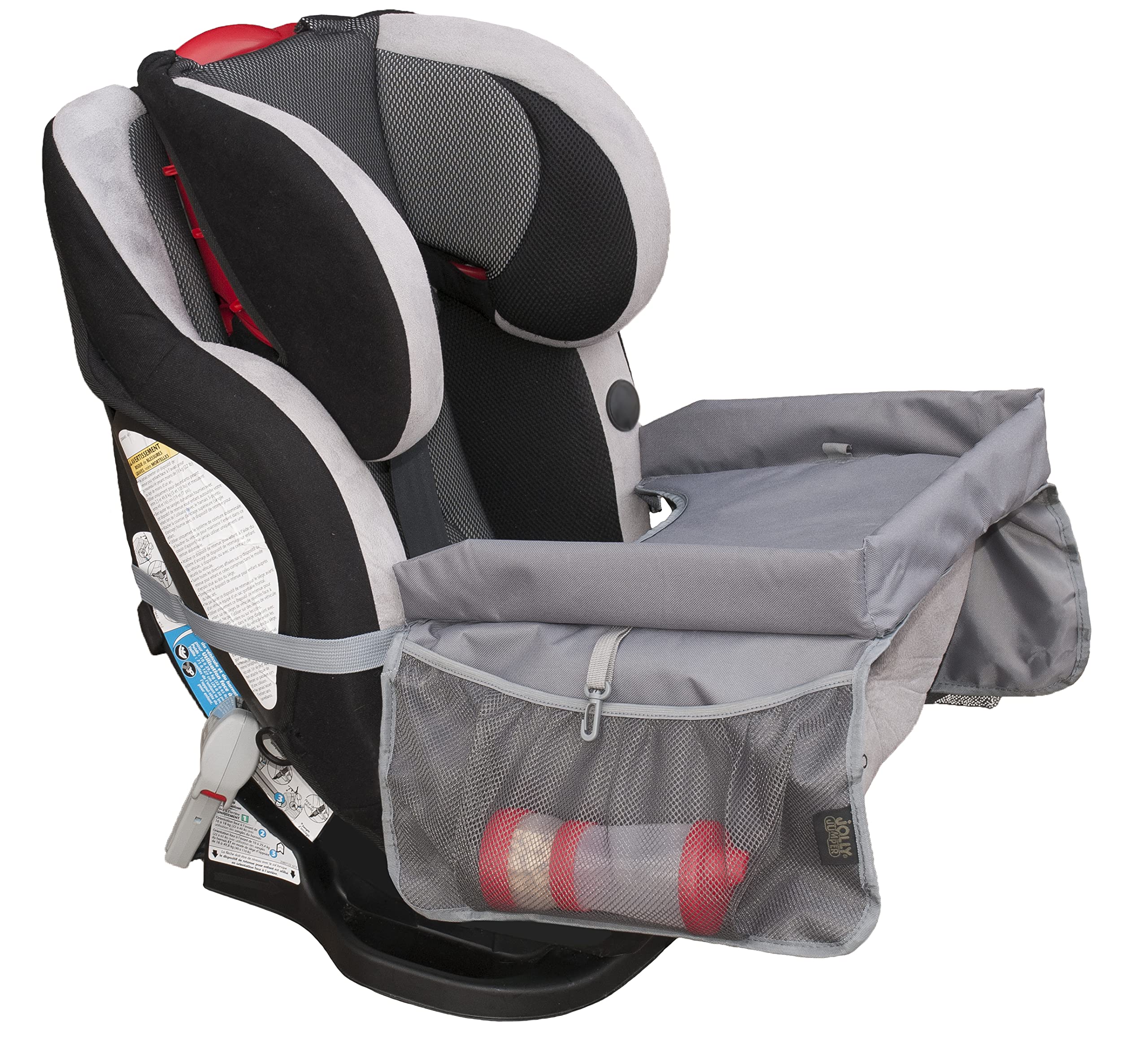 Jolly Jumper Travel Tray Organizer for Kids - Grey Car Seat Organizer with Storage Pockets - Perfect for Road Trips, Airplane Travel & Baby Strollers
