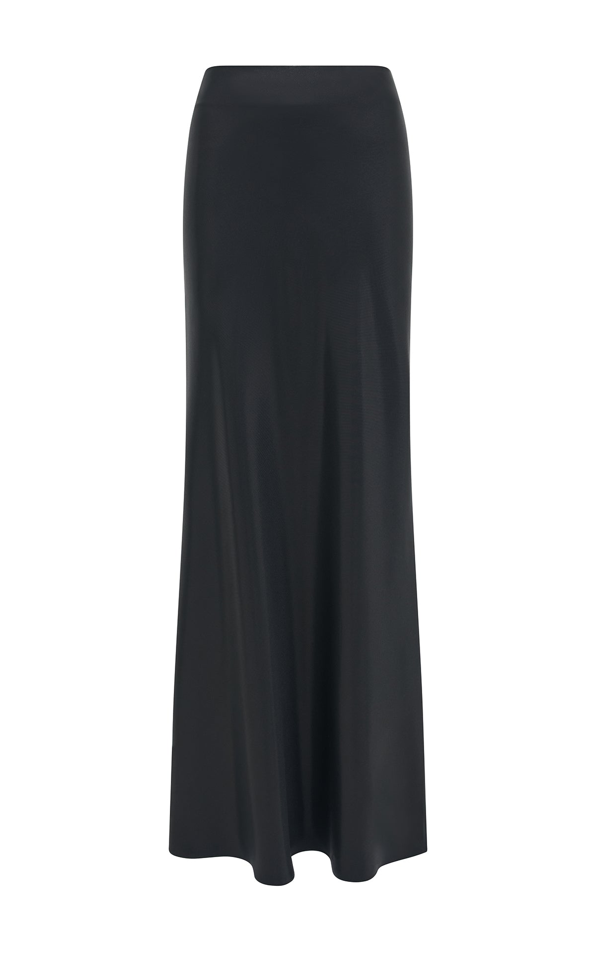 Fauna Bias Maxi Skirt - Black Metallic Silk Twill Women's Elegant Evening Dress for Parties, Weddings & Special Occasions