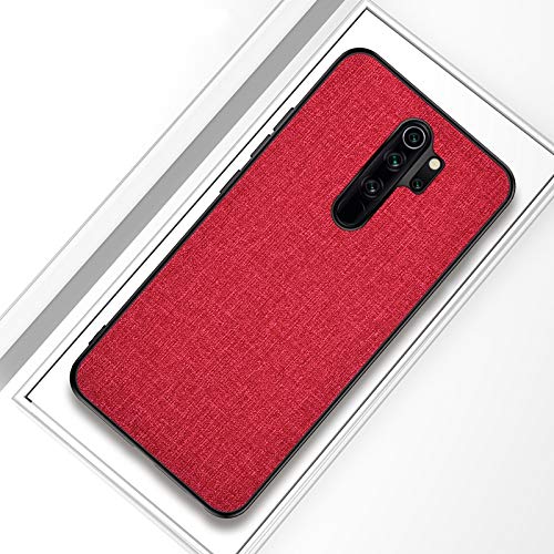 HAIJUN Shockproof Phone Case for Xiaomi Redmi Note 8 Pro - Durable Cloth Texture PC + TPU Protective Cover with Soft Lining (Red) - Perfect for Daily Use, Travel & Outdoor Activities