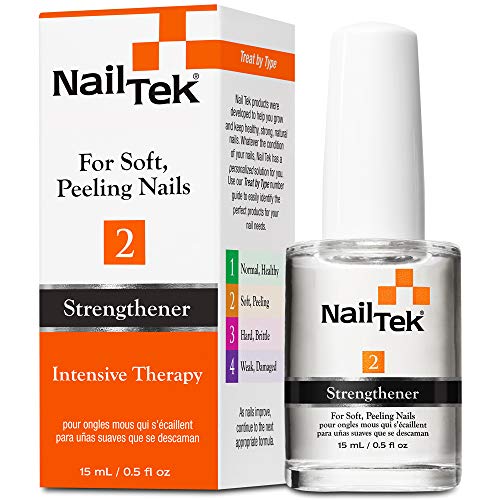 Nail Tek Intensive Therapy 2 - Strengthening Nail Treatment for Weak, Thin, Soft & Peeling Nails with Protein Formula | Reinforces, Thickens & Promotes Strong, Flexible Nails | 0.5 oz (1 Pack) | Perfect for Damaged Nails, Nail Care Routine & Salon-Quality Results at Home