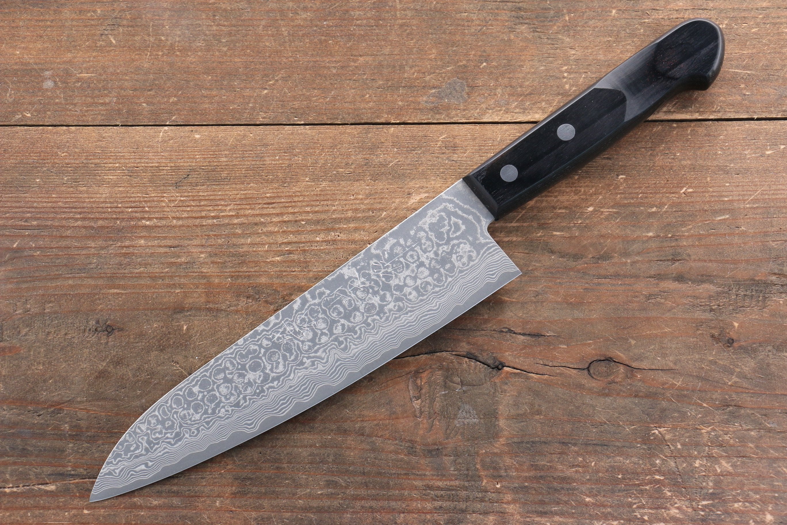 Premium Nao Yamamoto SG2 Damascus Gyuto Knife 180mm - Japanese Chef Knife with Migaki Finish & Black Pakka Wood Handle - Perfect for Sushi, Meat Cutting & Professional Kitchen Use