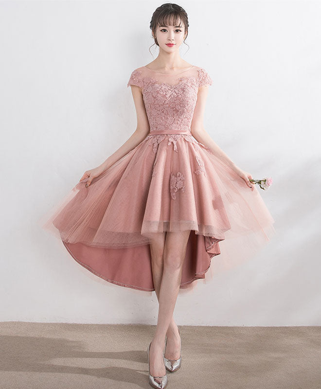 Elegant Cut Lace Tulle Short Prom Dress - High Low Hem Evening Gown for Homecoming, Party & Special Occasions
