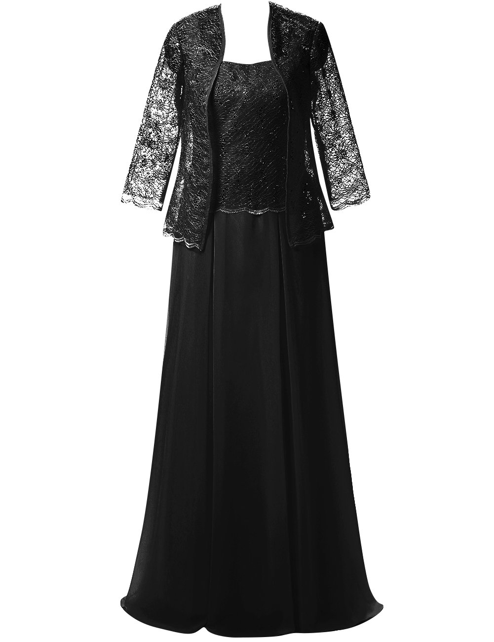 Elegant Chiffon Long Mother of the Bride Dress with Lace Jacket - Formal Evening Gown for Weddings, Prom & Special Occasions
