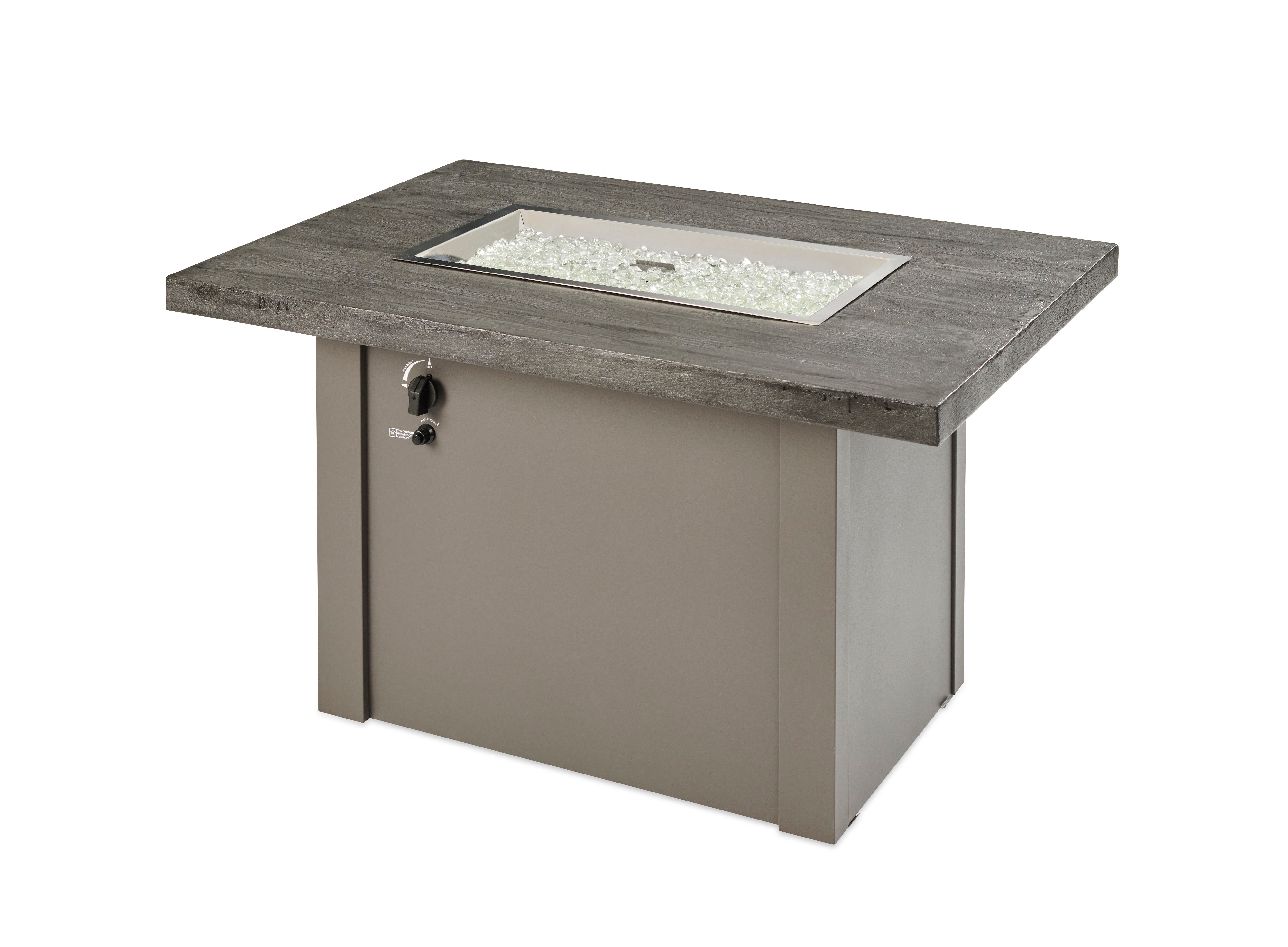 Havenwood 44 Inch Rectangular Gas Fire Pit Table with Stone Grey Everblend Top & 24