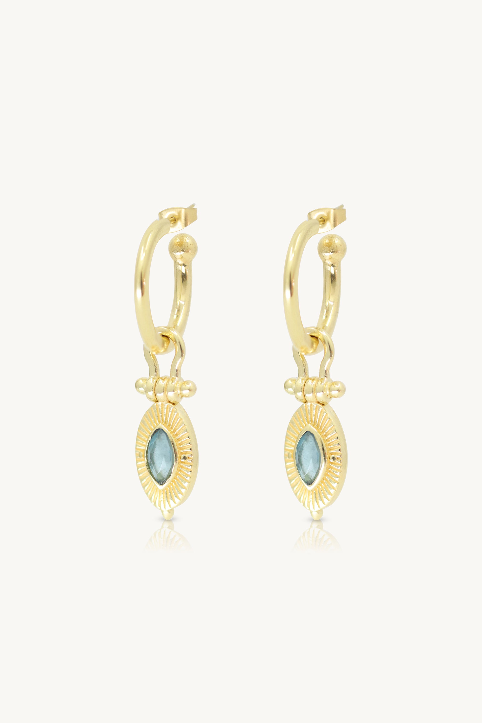 Radiance Apatite Gold Hoop Earrings - Elegant Dangle Earrings for Women, Perfect for Parties, Weddings & Everyday Wear