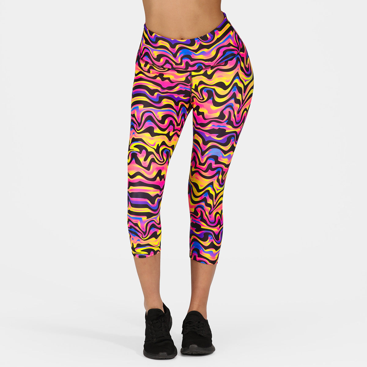 Coral Waves Capri Pants - Women's High Waisted Flowy Beach Pants for Summer Vacation & Boho Style Outfits