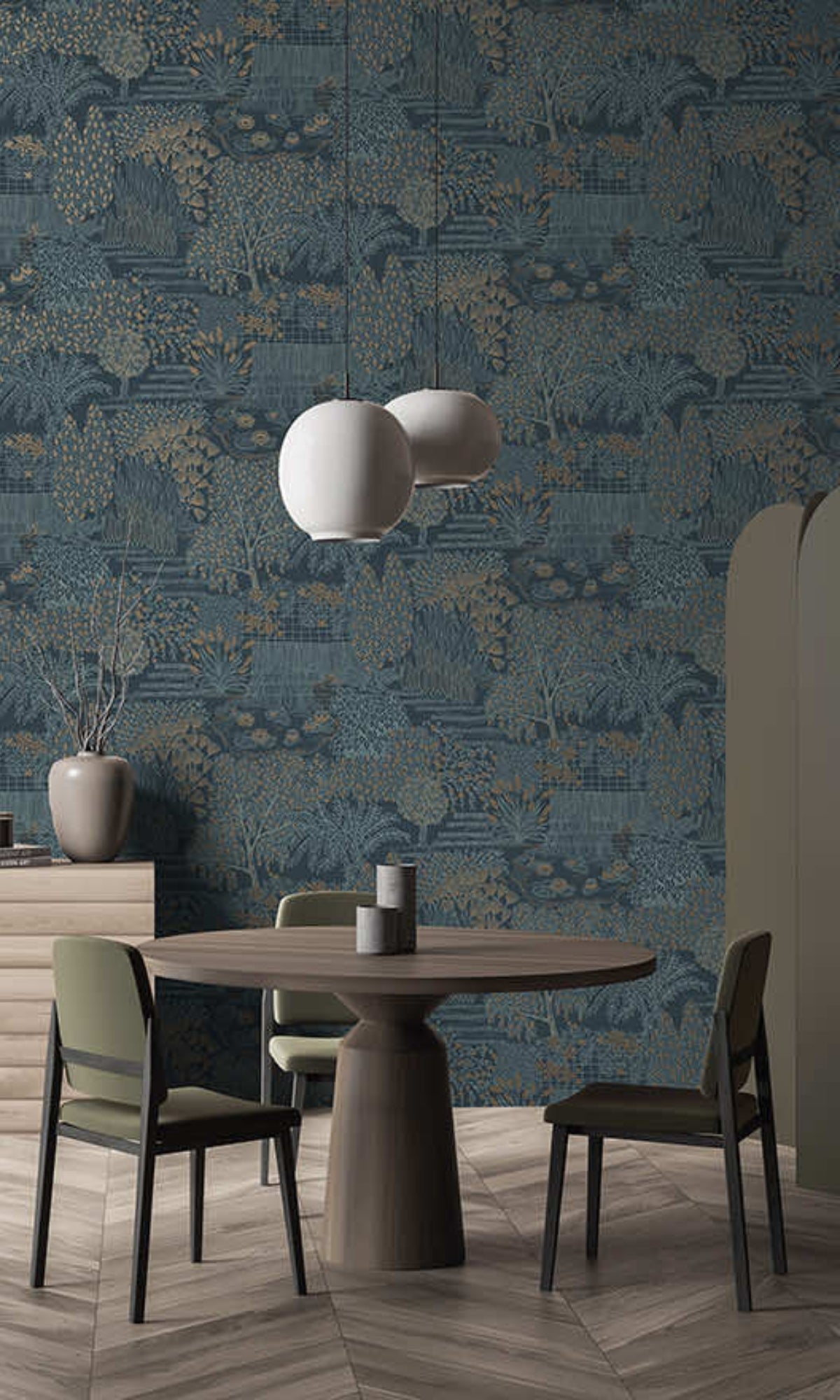 Blue Japanese Gardens Tropical Wallpaper R8426 - Nature-Inspired Peel & Stick Wall Mural for Home & Office Decor | Perfect for Living Rooms, Bedrooms & Accent Walls