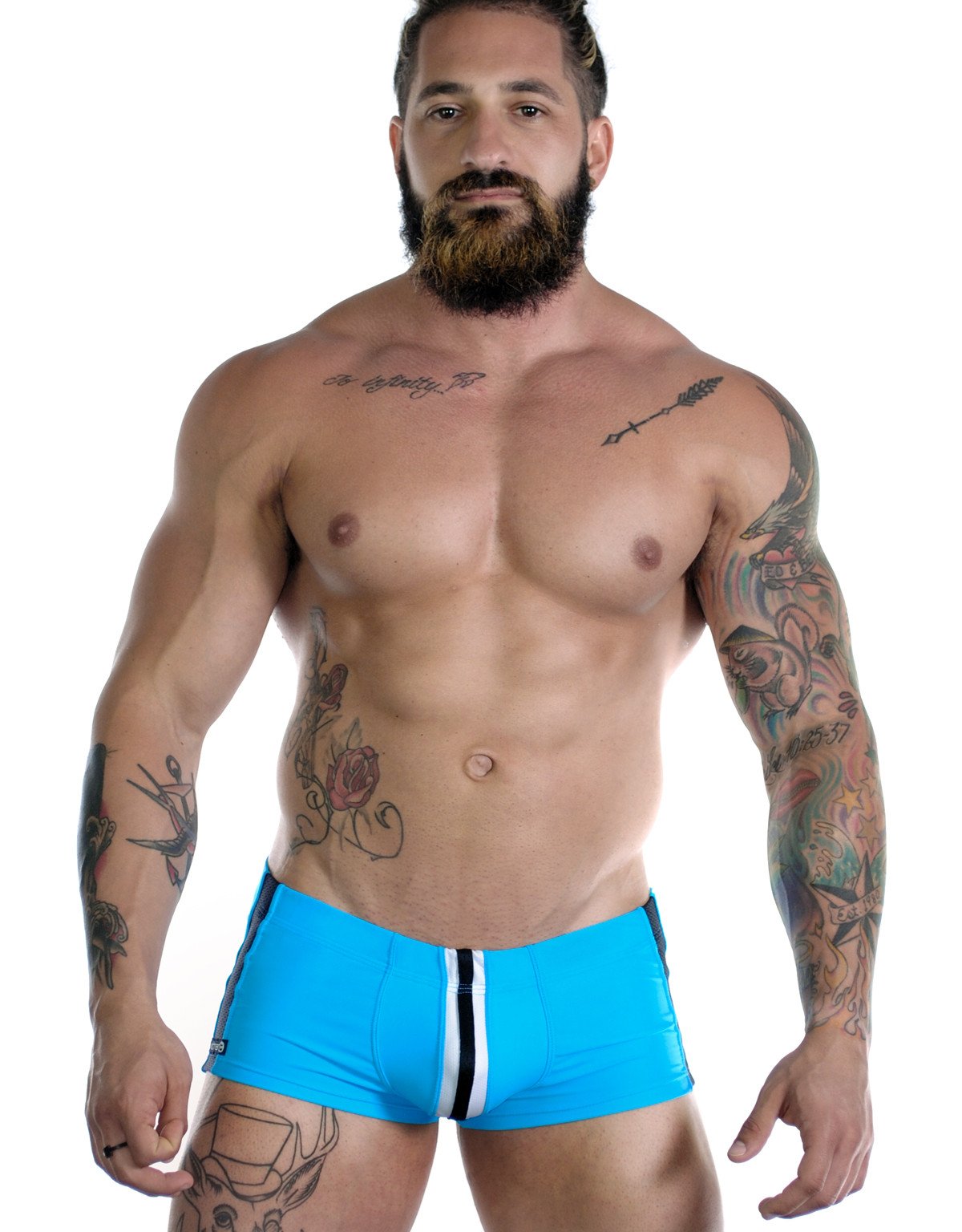 Wildmant Sportivo Square Cut Teal - Premium Men's Swim Trunks for Beach, Pool & Summer Vacations