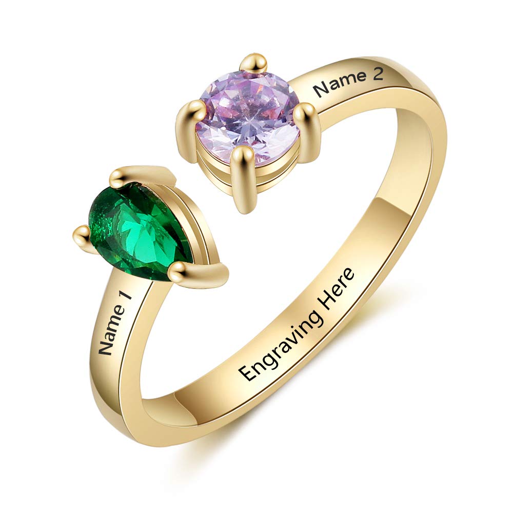 Custom Personalized Birthstone Rings for Women - Sterling Silver Engagement & Promise Rings, Best Friend Jewelry Gift for Weddings, Anniversaries, and Special Occasions