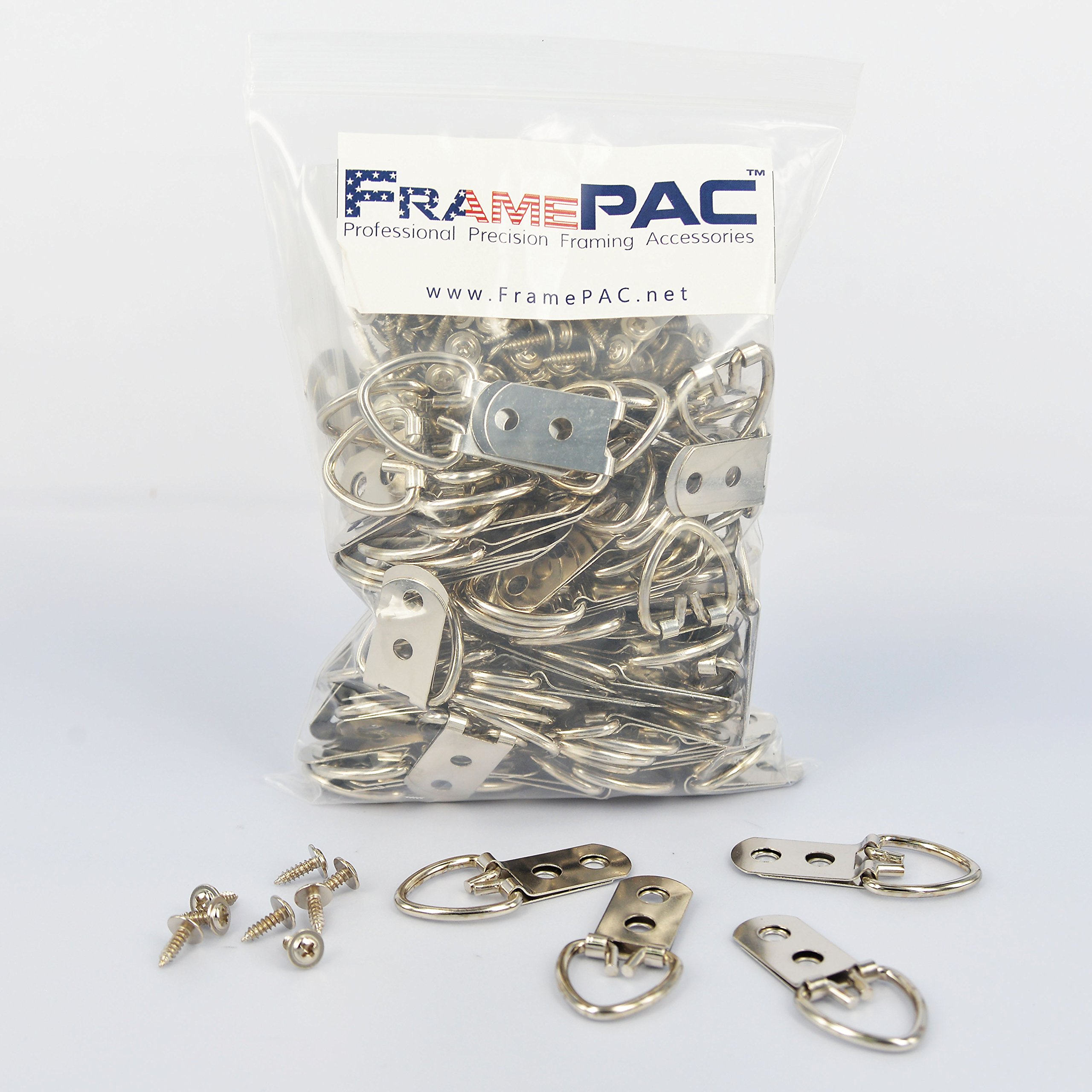 200-Pack Heavy Duty D-Ring Double Hole Picture Hangers with Screws - Wall Mounting Hooks for Frames, Mirrors & Artwork - Perfect for Home, Office & Gallery Decor