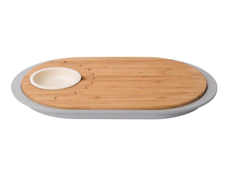 BergHOFF Leo Reversible Tapas Cutting Board with Serving Tray - 15.25 Inch Grey Kitchen Accessory for Charcuterie, Cheese & Appetizer Presentation