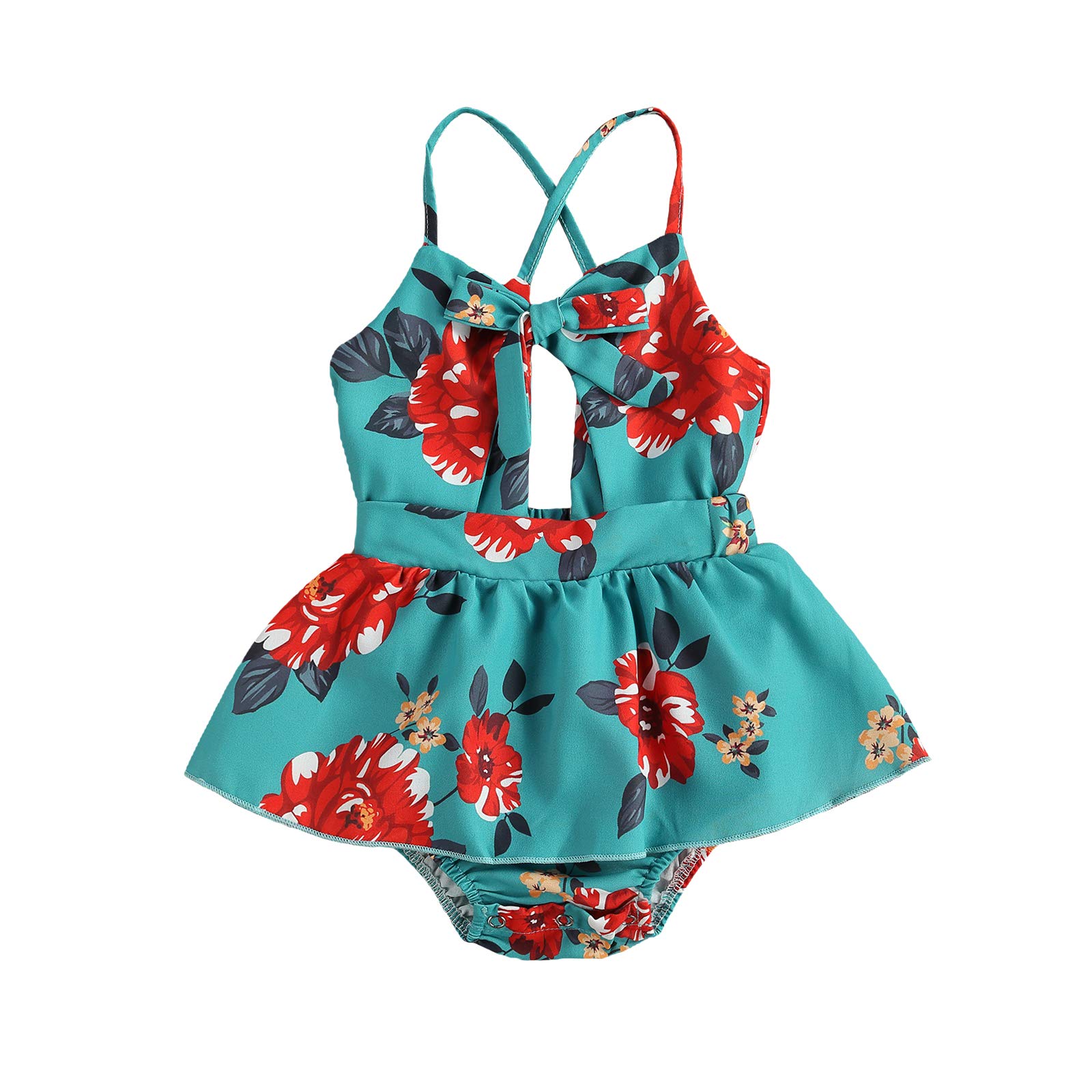Baby Girl Halter Sleeveless Romper with Bowknot - Soft Cotton Jumpsuit for Infants | Summer Outfits, Playtime & Photo Shoots