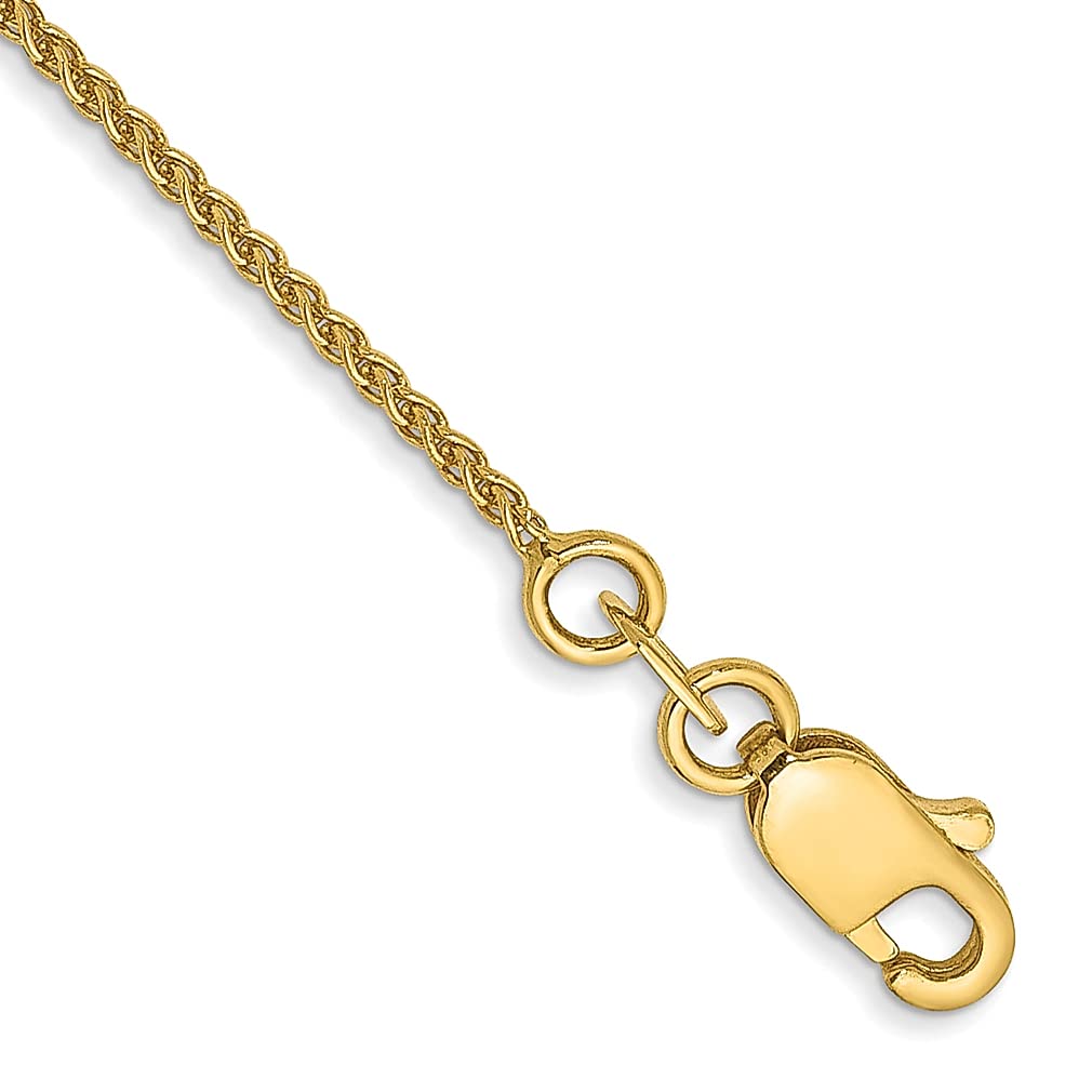 14K Yellow Gold 6 Inch 1.05mm Spiga Wheat Chain Bracelet for Women - Elegant Fine Jewelry Gift for Her, Perfect for Anniversaries, Birthdays & Special Occasions