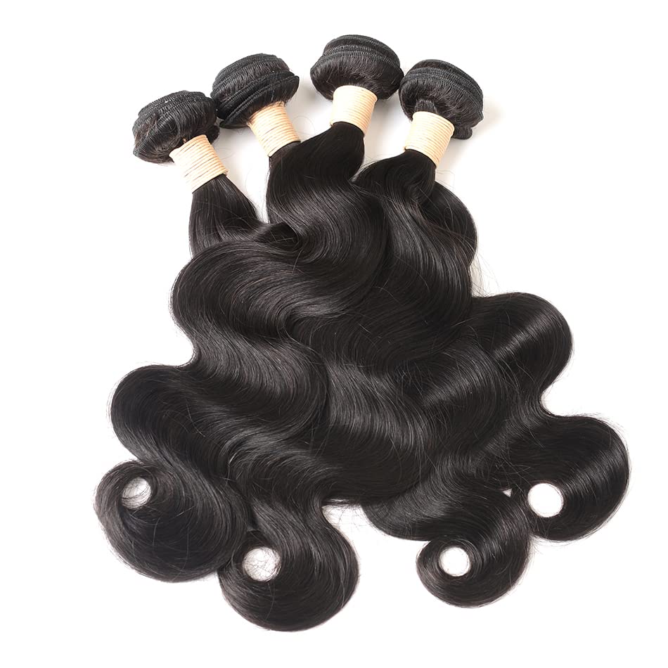 Brazilian 100% Unprocessed Human Hair Extensions - 4 Bundles Body Wave 20 20 22 22 Inch Double Strong Weft for Weaving | Perfect for Daily Styling, Parties & Special Occasions
