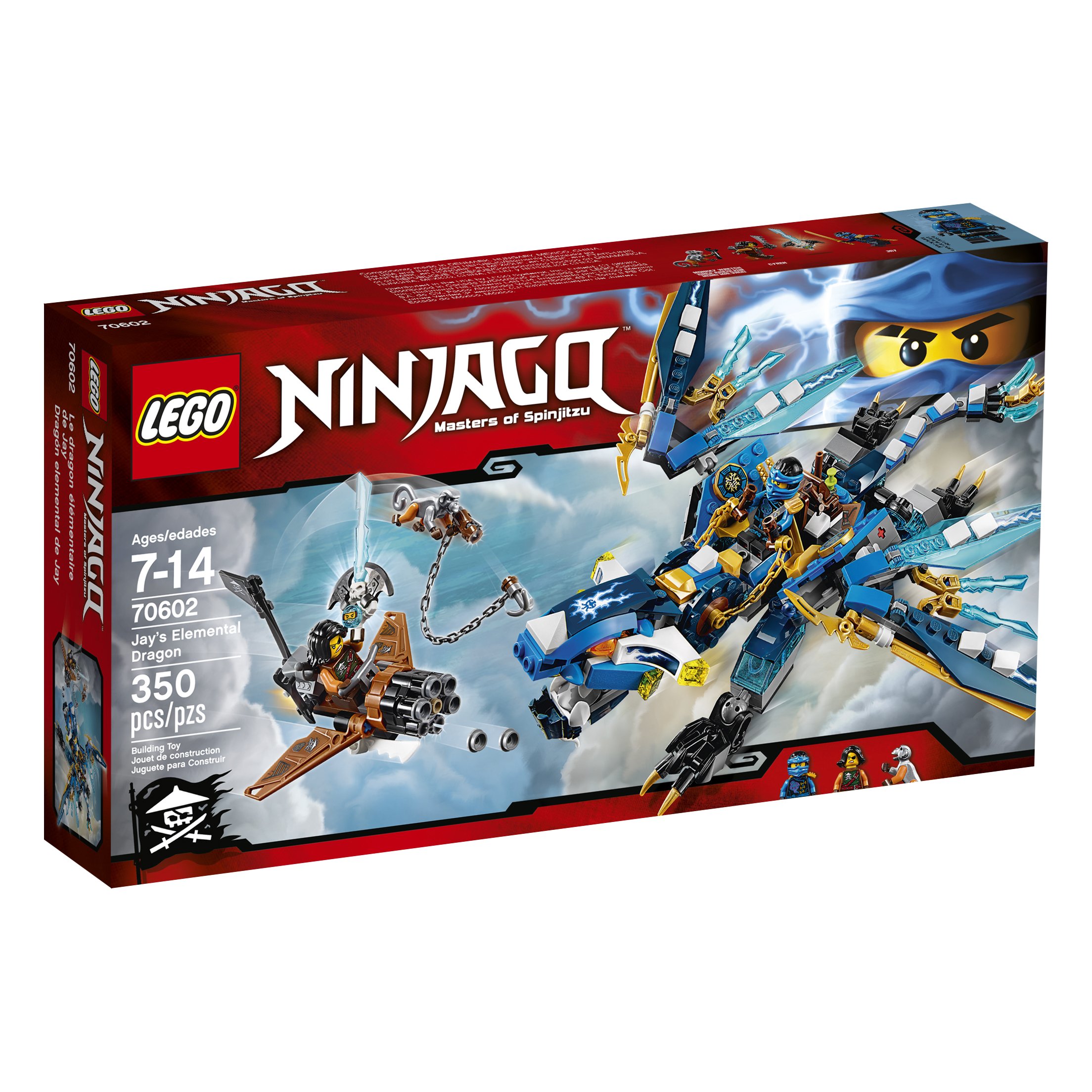 LEGO Ninjago Jay's Elemental Dragon 70602 Building Kit (350 Pieces) - Creative Construction Toy for Kids, Collectible Ninja Dragon Set for Play & Display