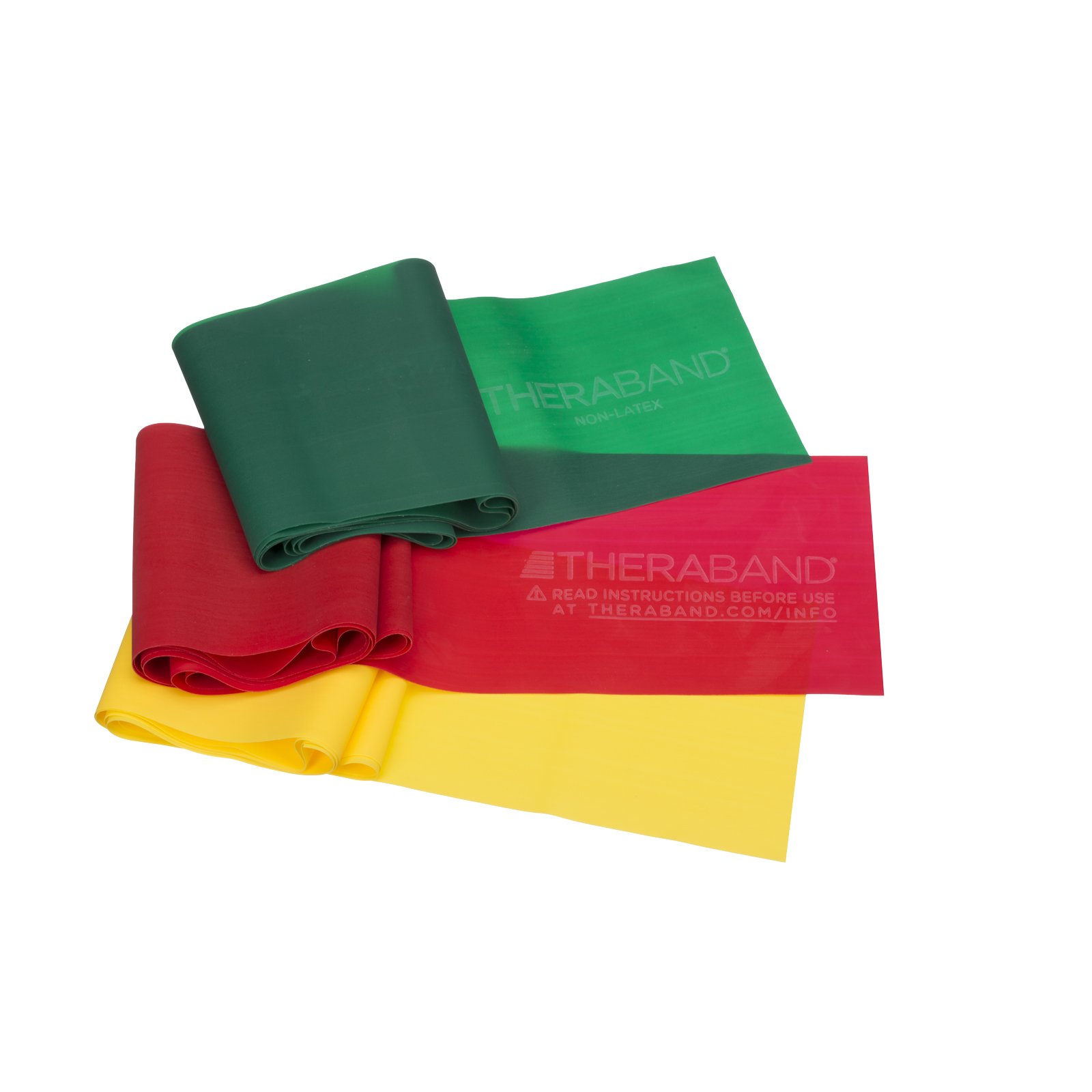 THERABAND Resistance Bands Set - Professional Non-Latex Exercise Bands for Full Body Workouts, Strength Training, Physical Therapy, Pilates & Rehabilitation (Yellow, Red, Green) - Perfect for Home Gym, Travel Fitness & Beginner Workouts