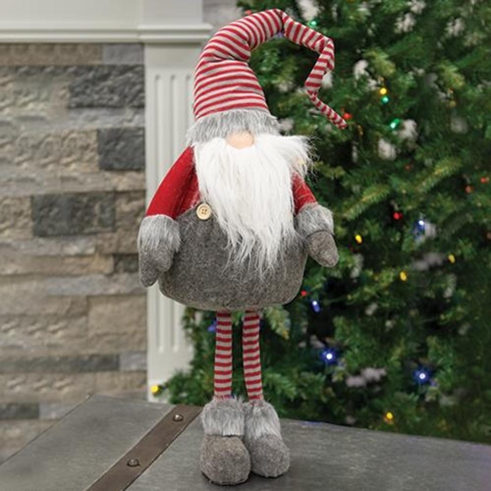Large Standing Plush Red and Gray Gnome Santa - Perfect for Christmas Decor, Holiday Gifts, and Festive Home Decorations