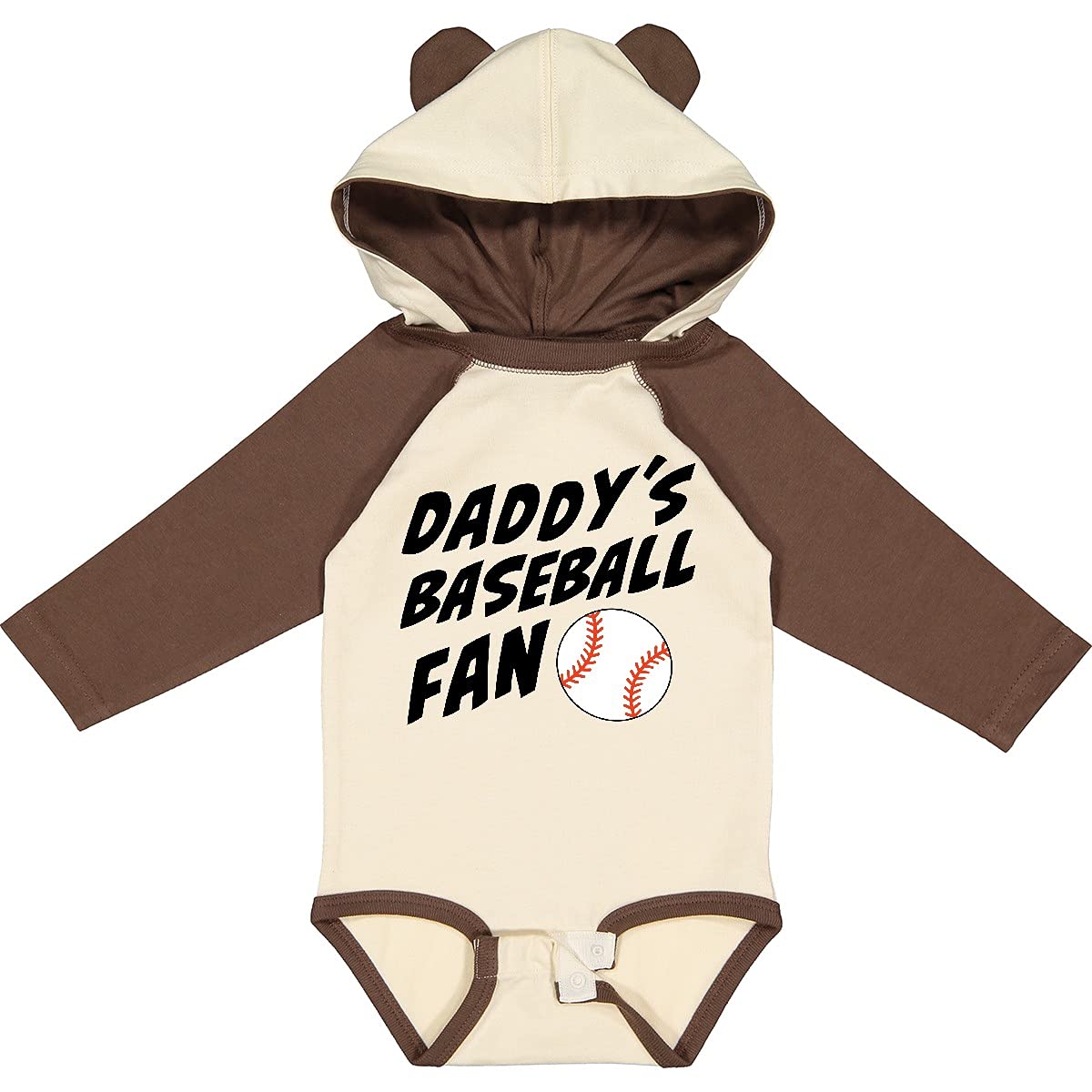 Inktastic Daddy's Baseball Fan Baby Long Sleeve Bodysuit - Soft Cotton Infant Baseball Outfit for Boys & Girls - Perfect for Game Day, Family Photos & Baseball-Themed Events