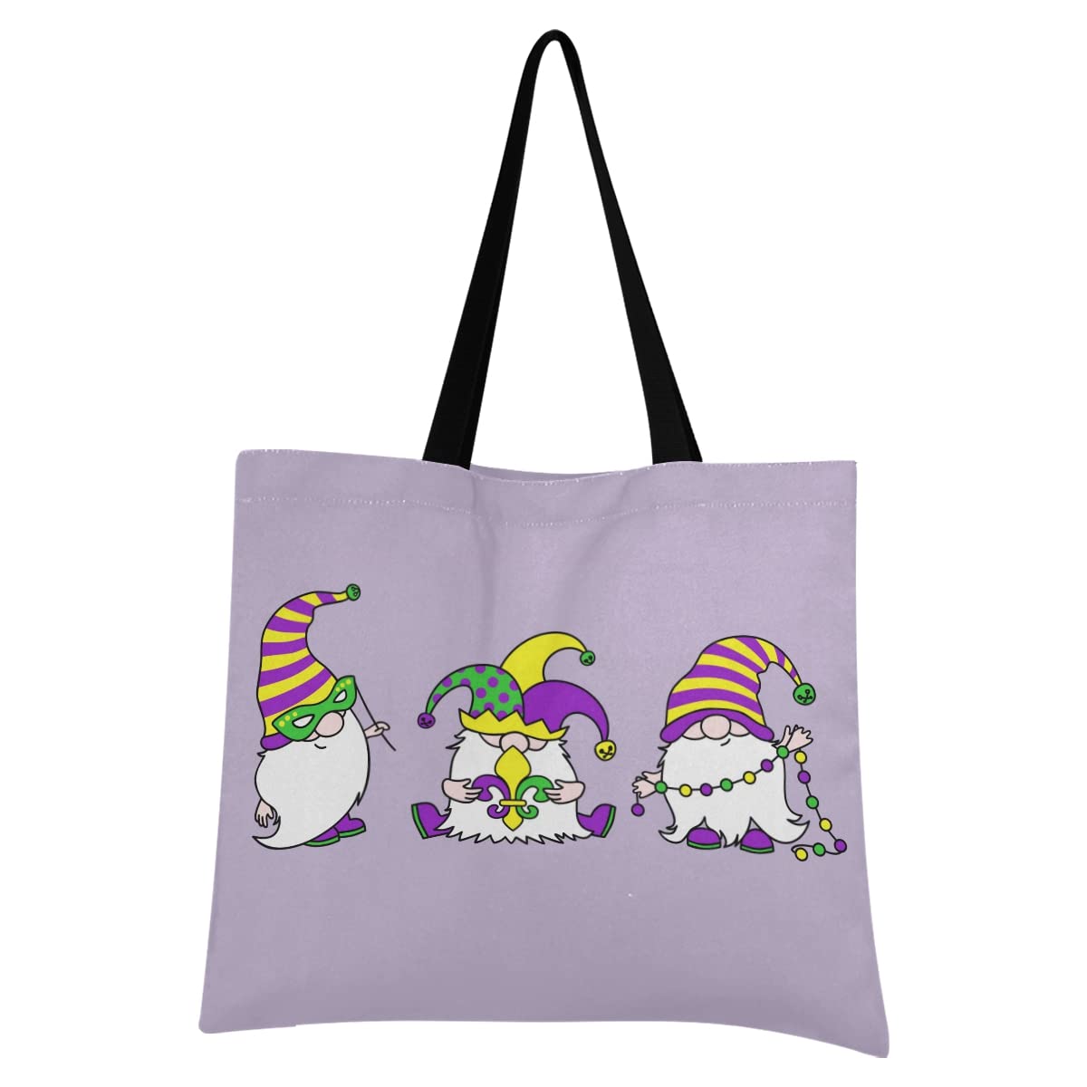 Mardi Gras Gnomes Canvas Tote Bag - Reusable Grocery & Beach Bag for Women & Men - Perfect for Shopping & Travel