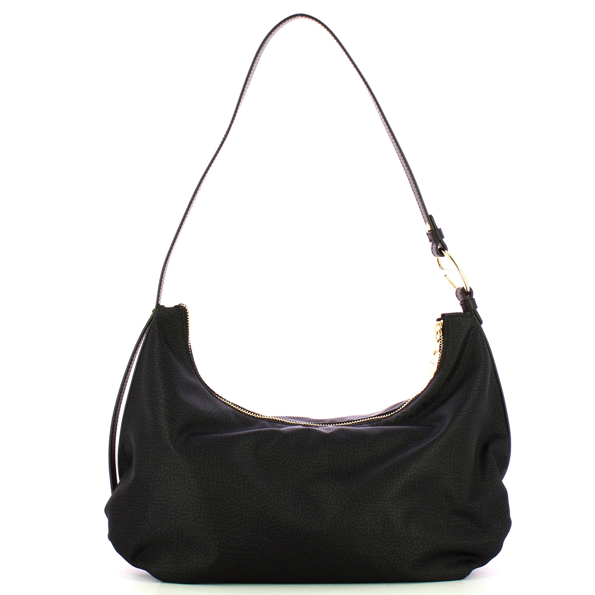 Borbonese Dark Black Medium Hobo Bag 924181AH1 - Stylish Leather Shoulder Purse for Women | Perfect for Work, Travel & Everyday Use