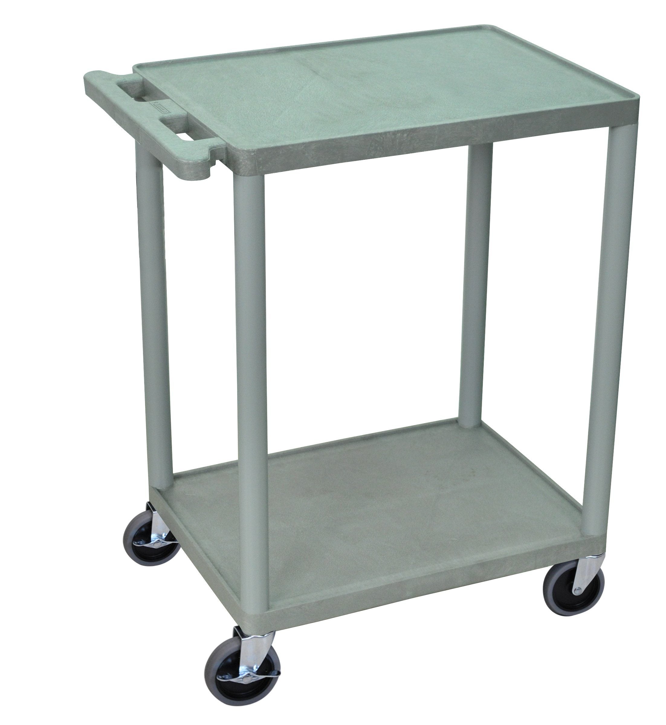Luxor 2-Tier Rolling Utility Cart with Wheels - Gray Metal Storage Cart for Kitchen, Office, or Workshop Organization