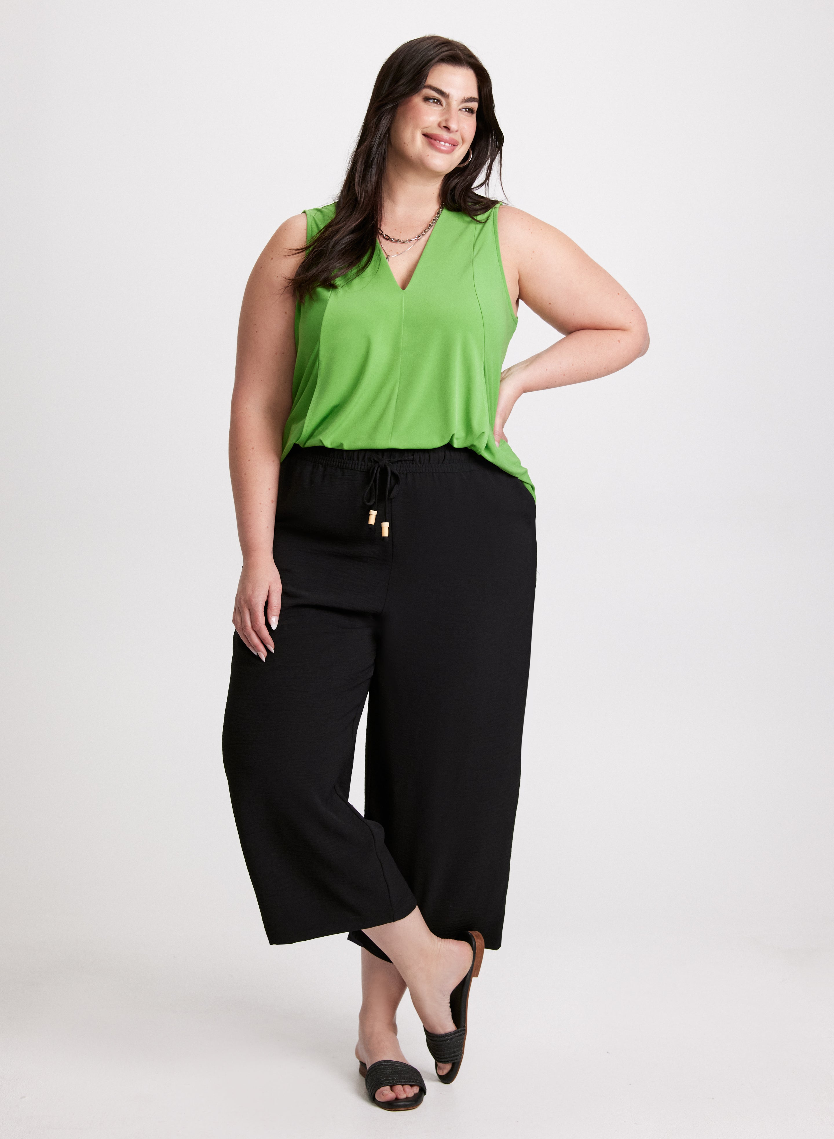 Women's Asymmetric Tank Top & Wide Leg Capris Set - Trendy Summer Outfit for Casual Wear, Beach Vacation, and Yoga