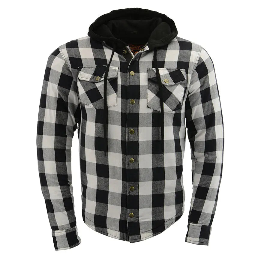 Milwaukee Leather Men's Plaid Flannel Armored Shirt Jacket - Motorcycle Riding Gear for Men, Winter Warmth & Protection - Perfect for Biking, Outdoor Adventures & Casual Wear