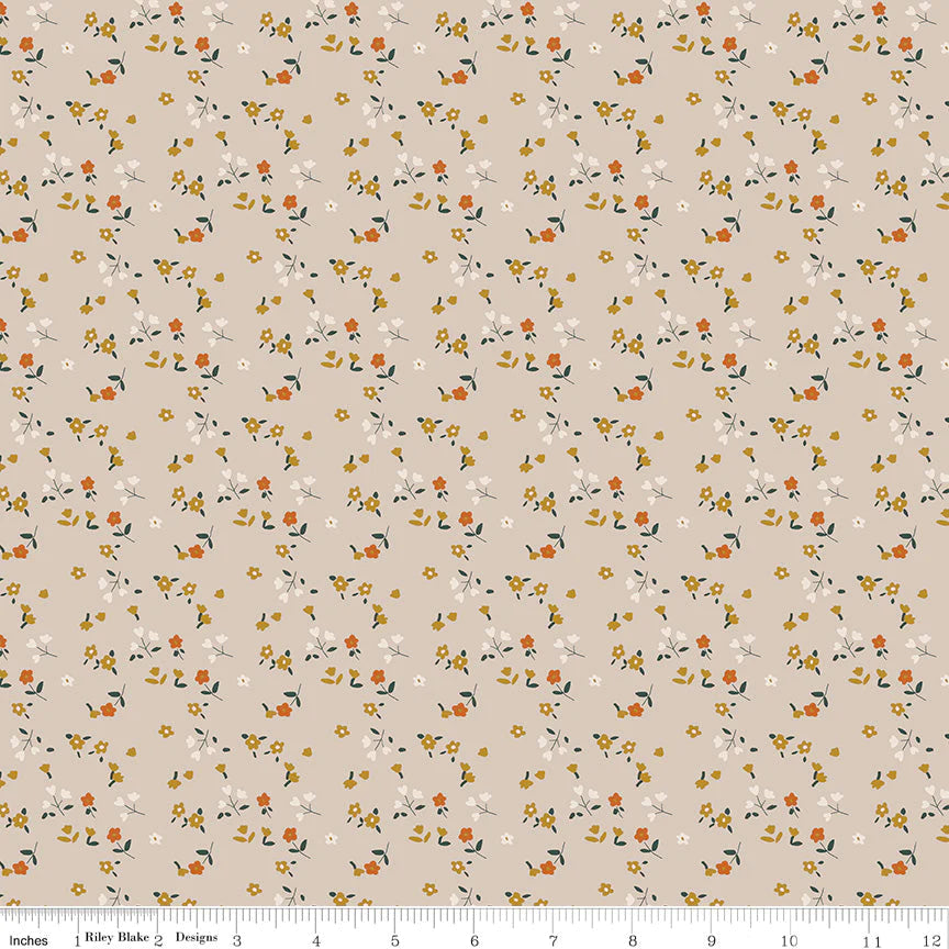 Forgotten Memories Riley Blake Designs C12756 Ditsy Taupe Floral Fabric - Perfect for Quilting, Sewing, and DIY Home Decor Projects