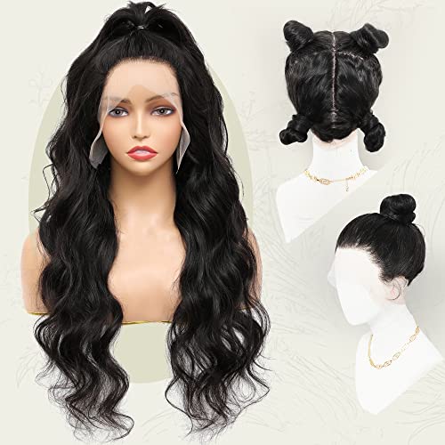 ISSEYDIRA 24 Inch Full Lace Human Hair Wigs - 100% Chinese Yunnan Remy Virgin Hair - 2.0 Body Wave - 180% Density - Pre-Plucked With Invisible Knots - Natural Black - Perfect for Daily Wear, Cosplay, and Special Occasions
