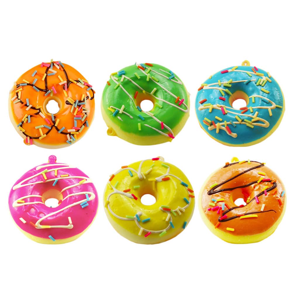 NUOBESTY 6-Piece Fake Donuts Set - Artificial Donut Toy, Dessert Cake Decorations for Party Favors, Photography Props & Home Decor - Perfect for Birthday Parties, Baby Showers, and DIY Crafts