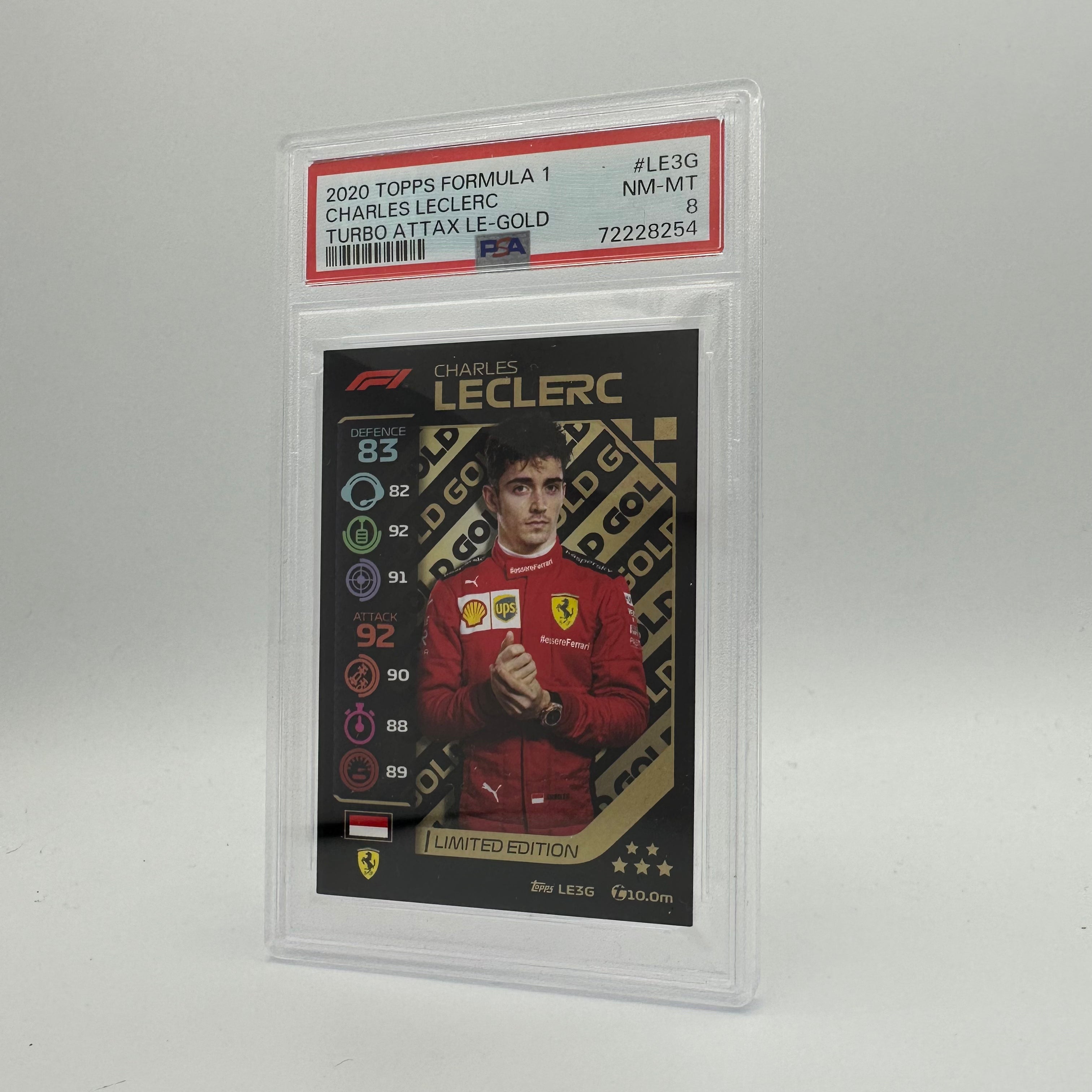 PSA 8 Graded CHARLES LECLERC #LE3G Limited Edition Gold Trading Card - Perfect for F1 Collectors, Sports Memorabilia Displays & Investment