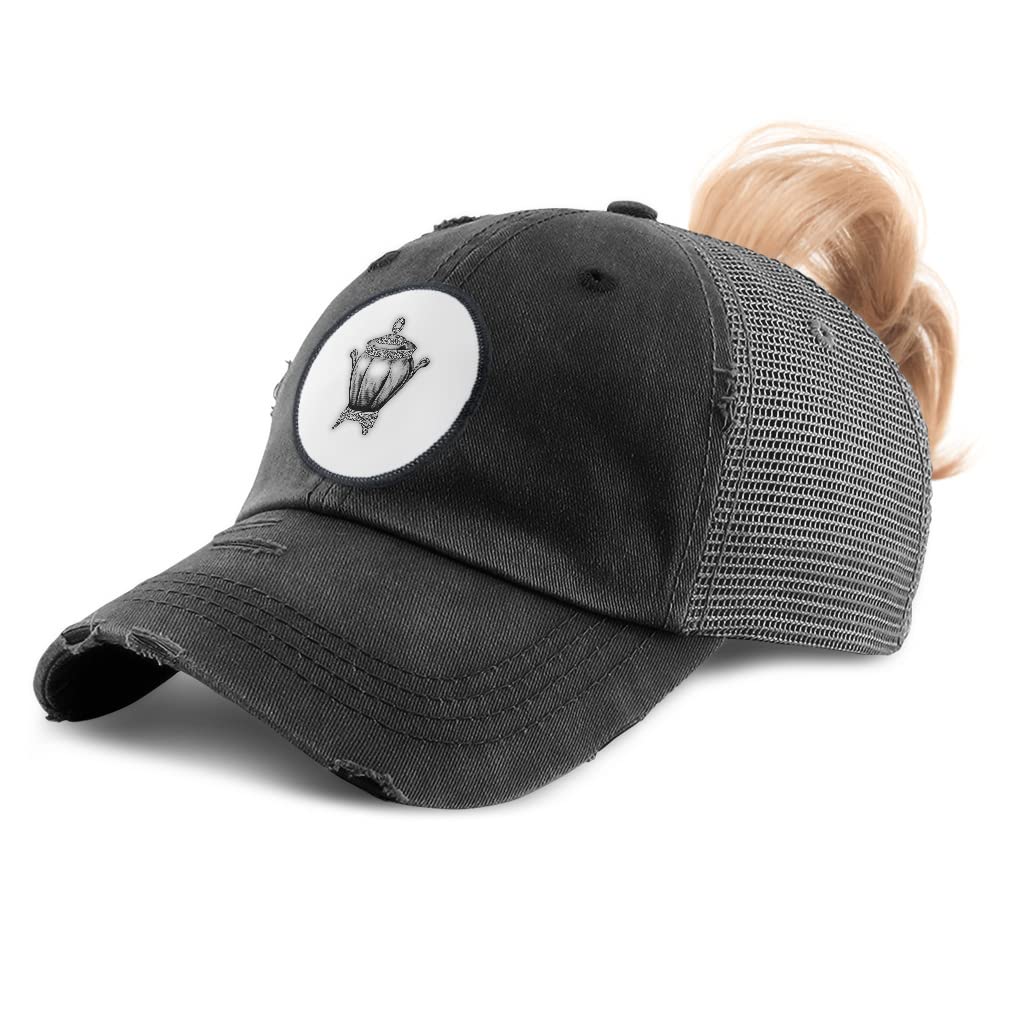 Women's High Ponytail Cap - Adjustable Cotton Patch Trucker Hat for Kitchen & Home Use - Perfect for Cooking, Baking, and Casual Outdoor Wear