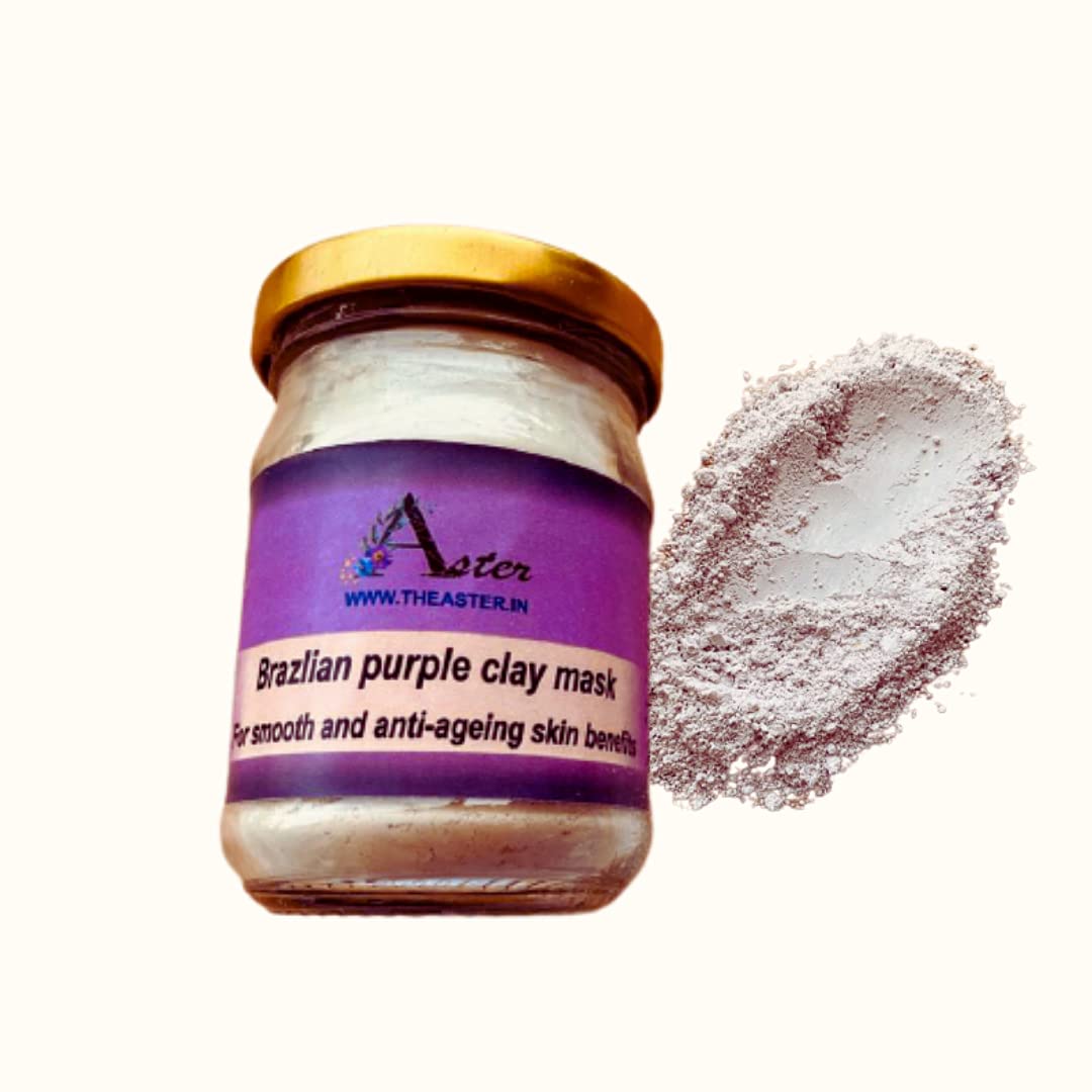 Aster Purple Natural Clay Mask - Handmade Anti-Aging Face Pack for Skin Renewal | 60g | Vegan Clay for Smooth Skin, Firming Face & Neck, Improves Elasticity | Perfect for Spa Days & At-Home Skincare Routines