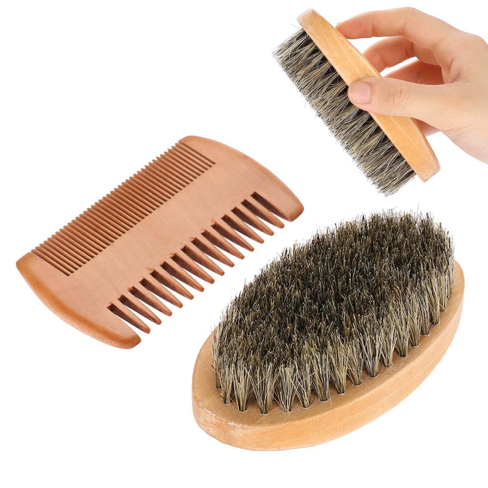 Premium Beard Comb & Grooming Kit for Men - Mustache Brush, Oval Comb & Facial Hair Care Set - Perfect for Daily Beard Styling, Trimming & Maintenance at Home or Travel
