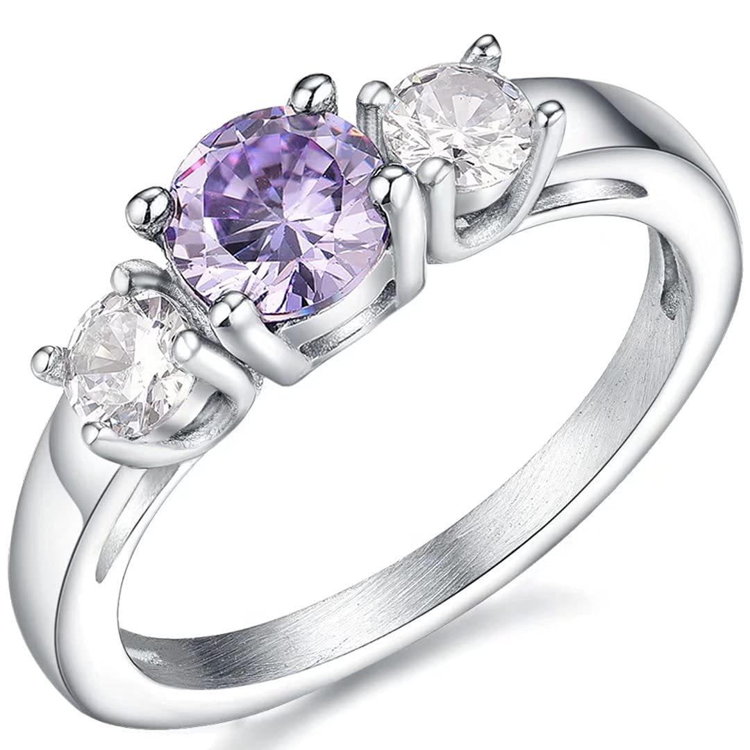 BAOWING Birthstone Rings for Women, Girls & Teens - Stainless Steel Jewelry for Birthday, Children's Day & Special Occasions - Perfect Gift for Mother's Day, Graduation & Anniversary