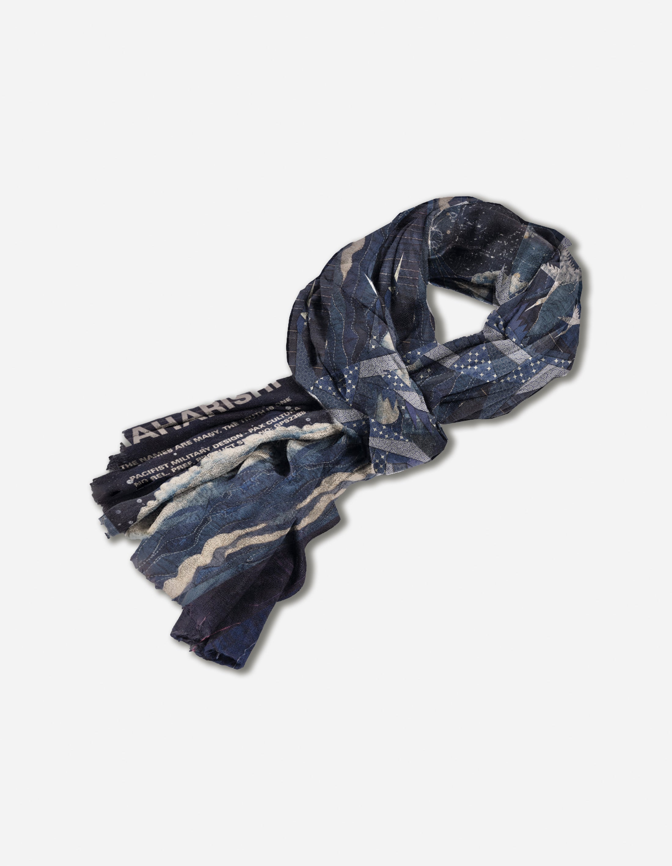 6219 Handmade Boro Origami Crane Pashmina Shawl - Indigo Blue Japanese Style Scarf for Women - Perfect for Gifts, Weddings, and Special Occasions