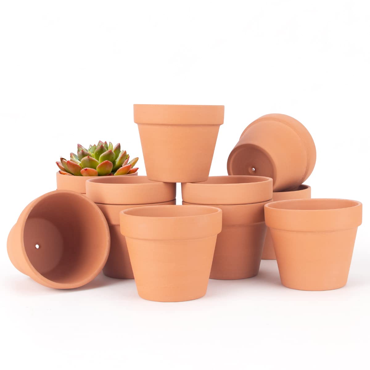 26 Pack 4 Inch Terracotta Clay Pots for Plants - Ceramic Planter Pots for Cactus, Succulents, Flowers & Nursery - Durable Garden Pots for Indoor & Outdoor Use (4