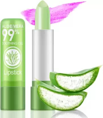 Color Changing Aloe Vera Lip Balm - Natural Moisturizing & Hydrating Lip Care with SPF 15 - Perfect for Dry, Chapped Lips - Day & Night Use for Smooth Soft Lips