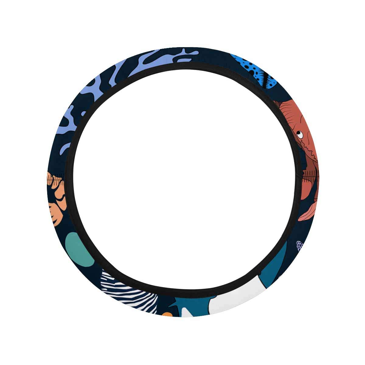 InterestPrint Whales, Turtles, Crabs & Corals Universal Fit Neoprene Car Steering Wheel Cover - Waterproof & Non-Slip for Cars, SUVs, Trucks | Perfect for Beach Lovers & Marine Life Enthusiasts