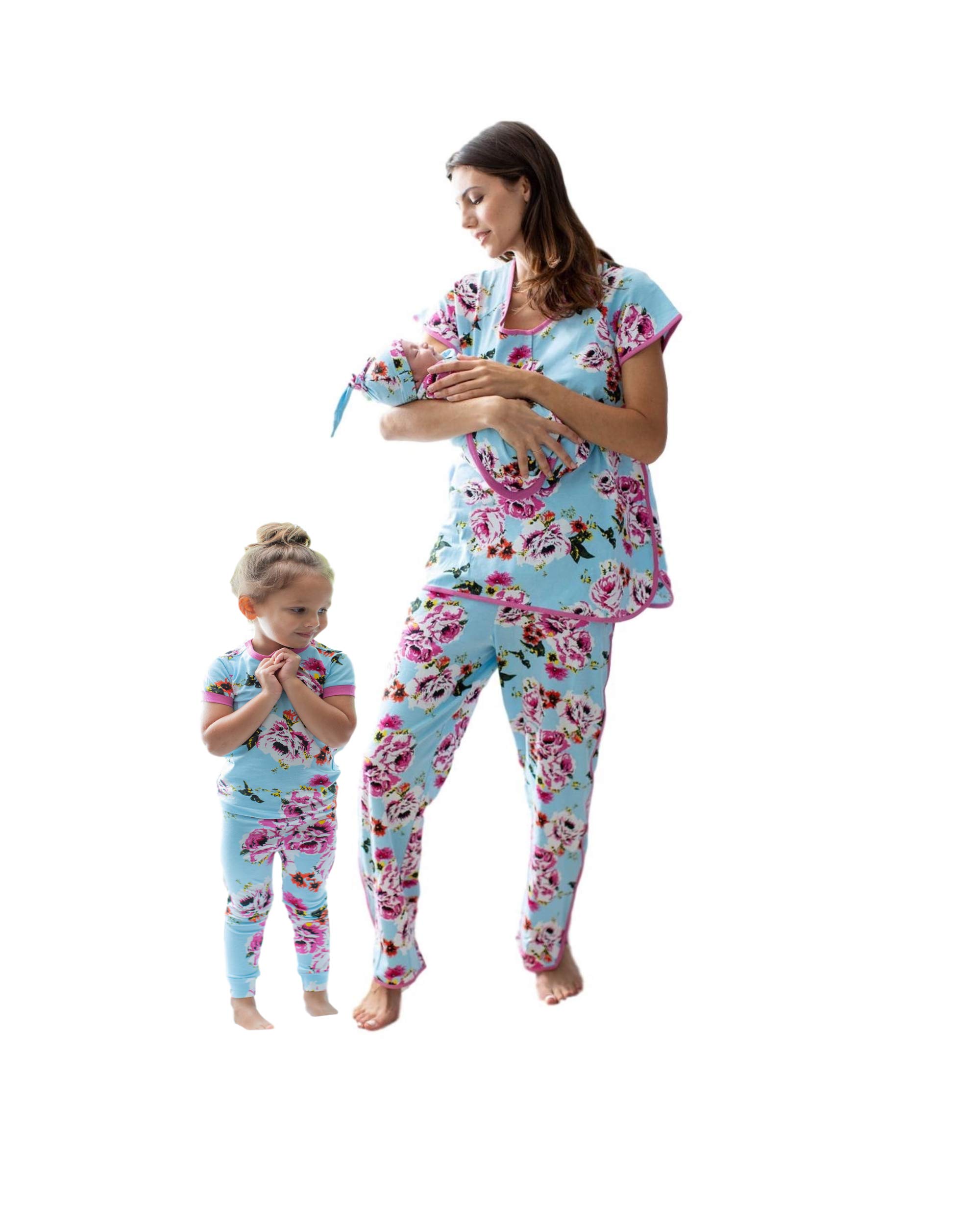 Matching Family Pajama Set - Mom, Big Sister/Brother & Baby Swaddle Blanket | Mommy & Me Pajamas (Large/5T, Isla Print) | Perfect for Family Photos, Christmas Morning & Cozy Nights
