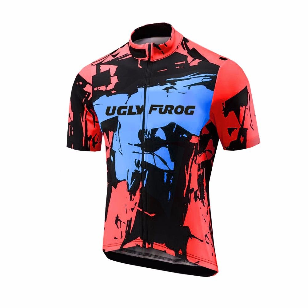 UGLY FROG Men's Cycling Jersey - Breathable Short Sleeve Bike Shirt for Mountain & Road Biking - Moisture Wicking Pro Team Cycling Wear for Summer Training & Outdoor Sports
